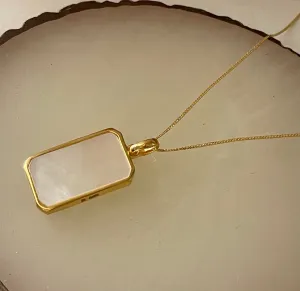 #GOLD2024 | Golden Mother of Pearl Bar Necklace 18” 18kt