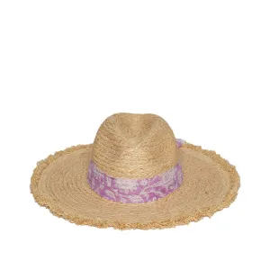 Hat Attack Seaside Continental Hat - Natural/Lavender