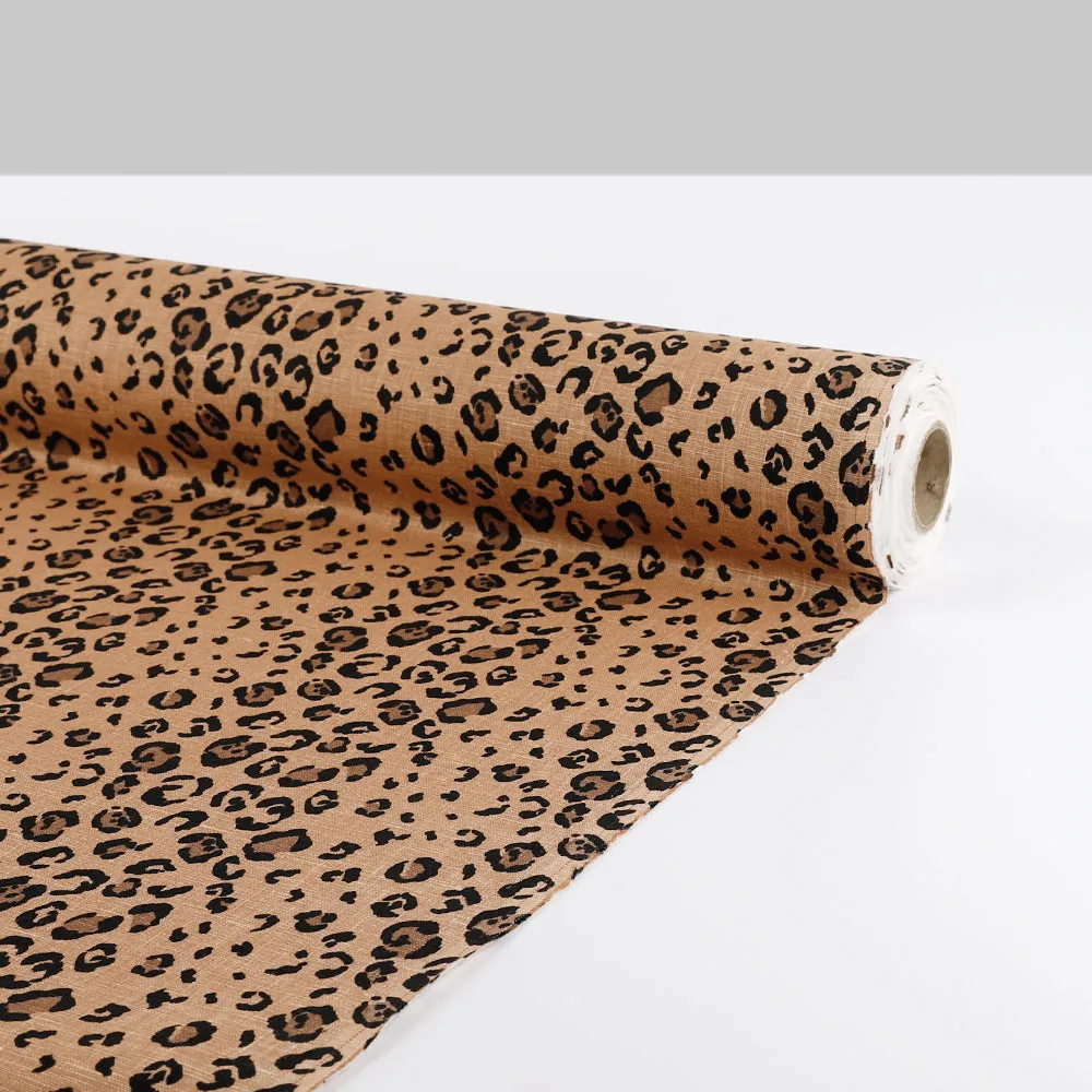 Jaguar Print Linen - Cookie