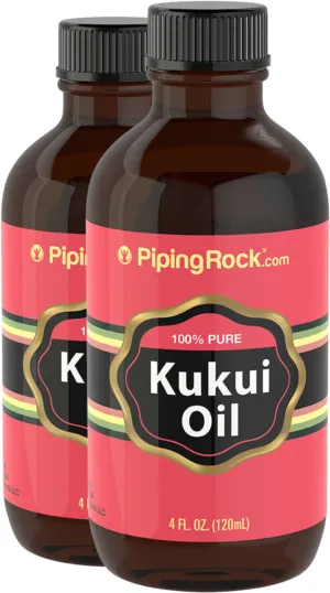 Kukui Nut Oil 100% Pure Cold Pressed, 4 fl oz (118 mL) Bottles, 2  Bottles