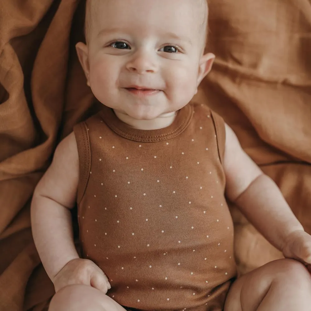 Organic Cotton Singlet Bodysuit - Tiny Dot