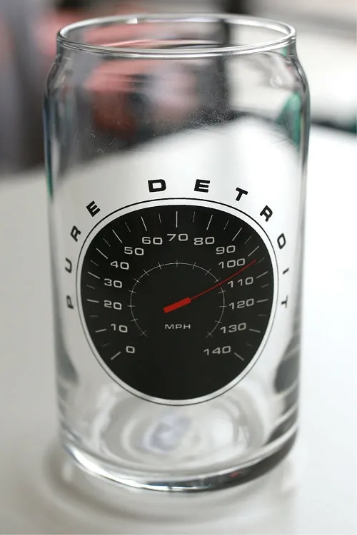 Pure Detroit Speedometer 16 oz Can Glass