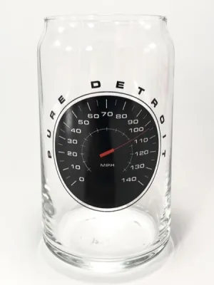 Pure Detroit Speedometer 16 oz Can Glass