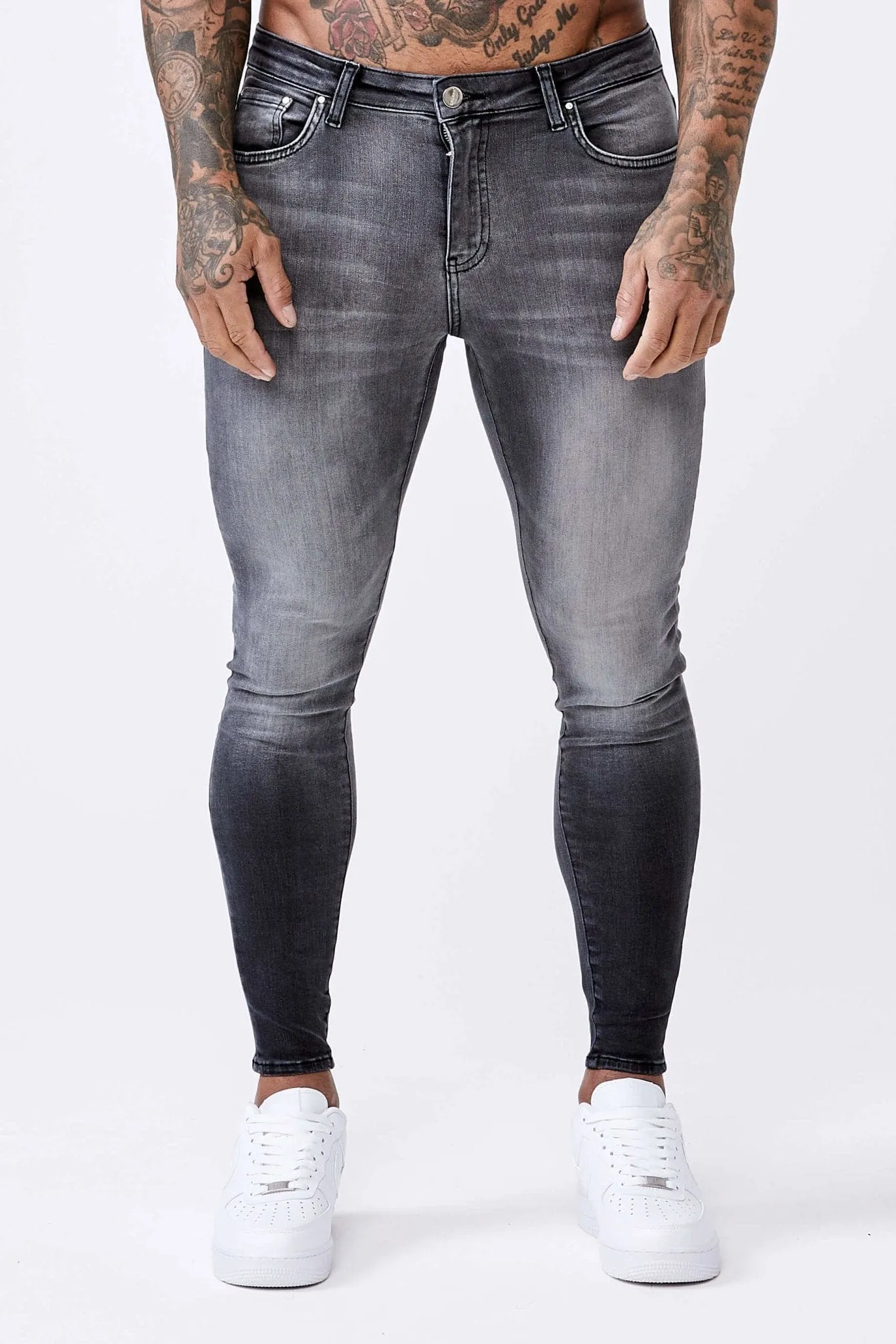 SKINNY FIT JEANS - WASHED LIGHT GREY