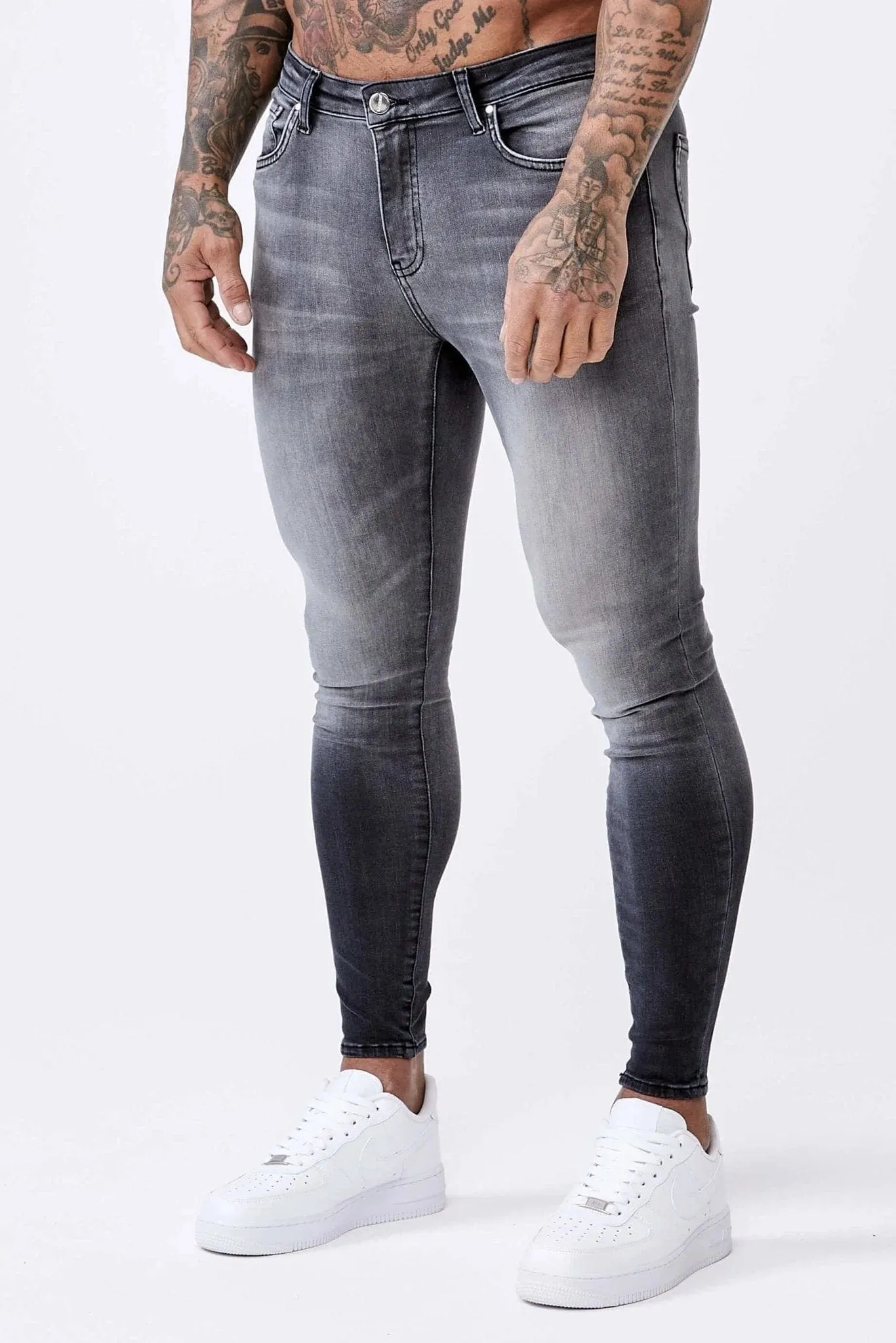 SKINNY FIT JEANS - WASHED LIGHT GREY