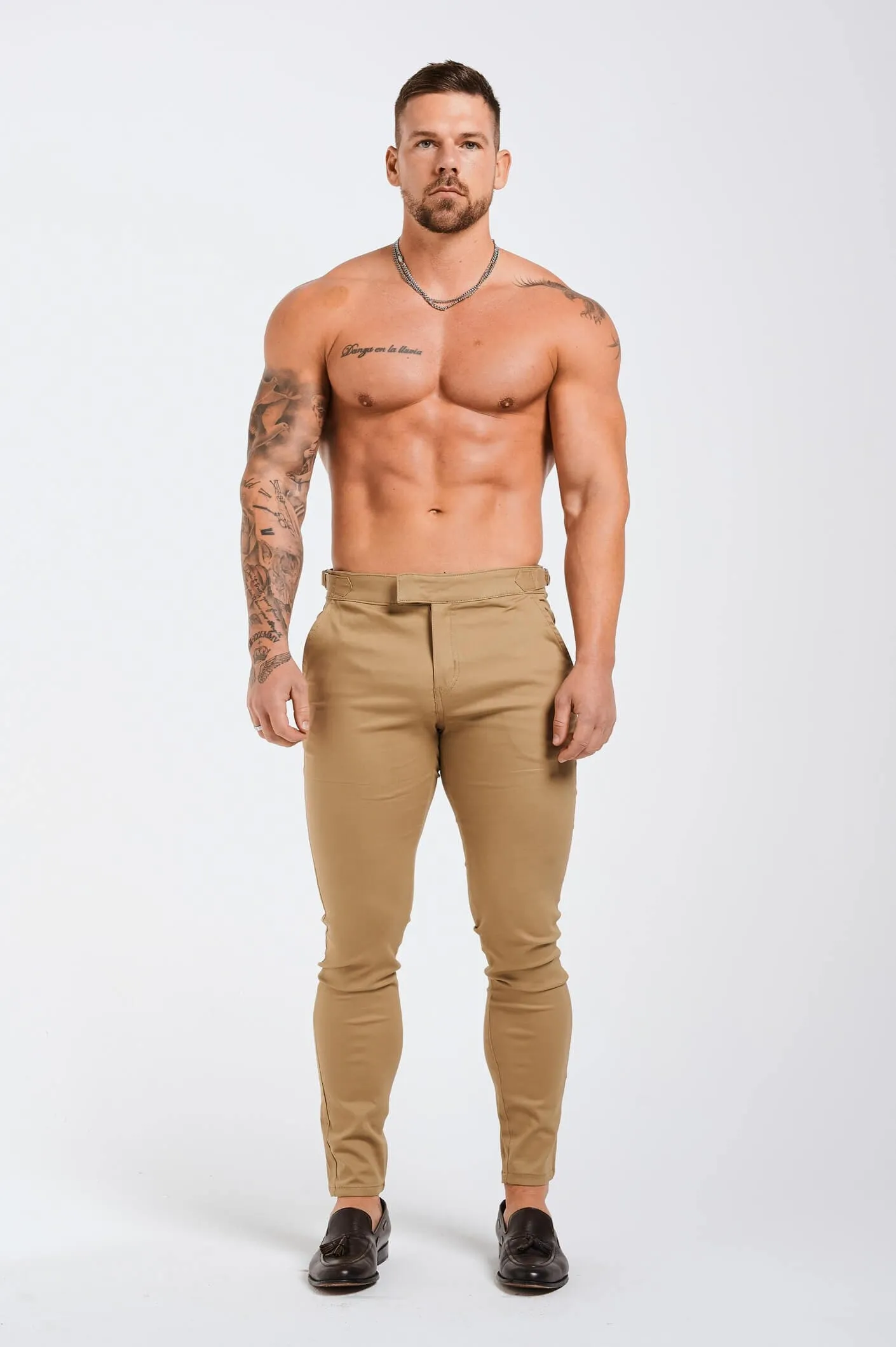 SLIM FIT HIGH WAISTED TROUSER - TAUPE