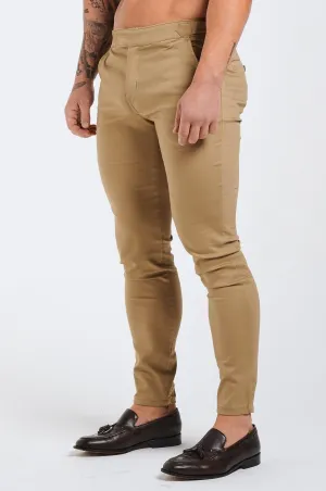 SLIM FIT HIGH WAISTED TROUSER - TAUPE