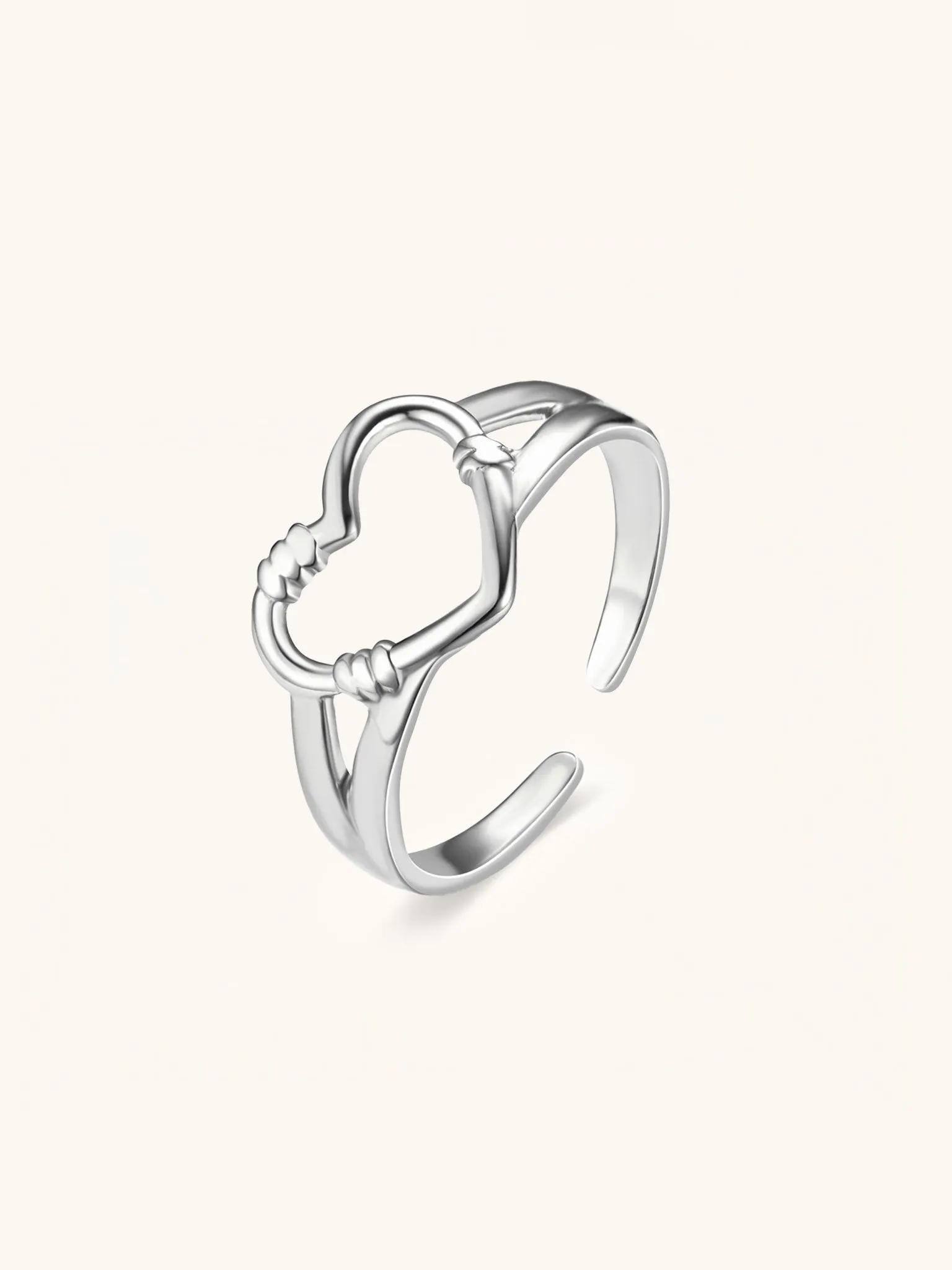 Solitaire Hollow Heart Ring