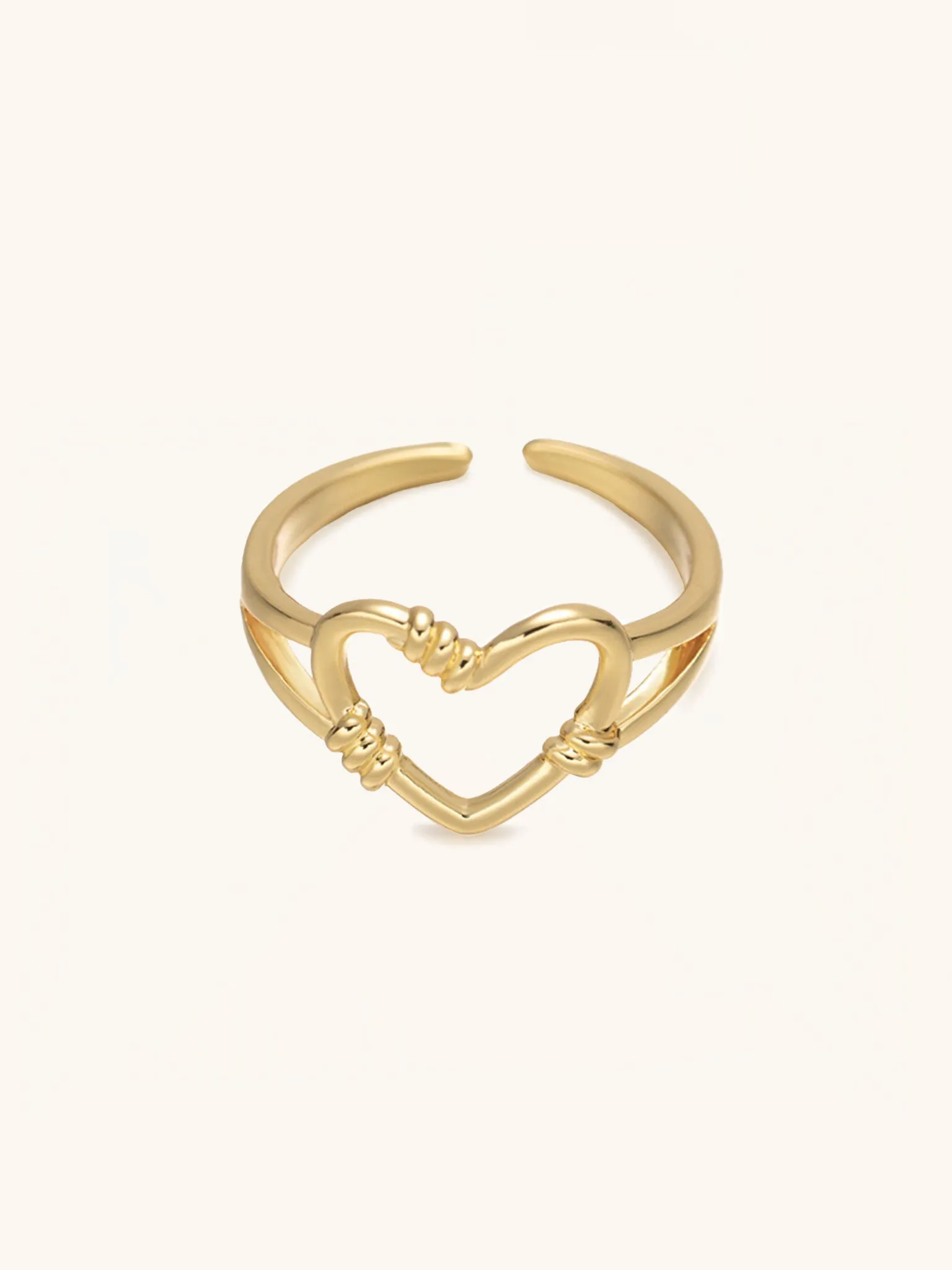 Solitaire Hollow Heart Ring