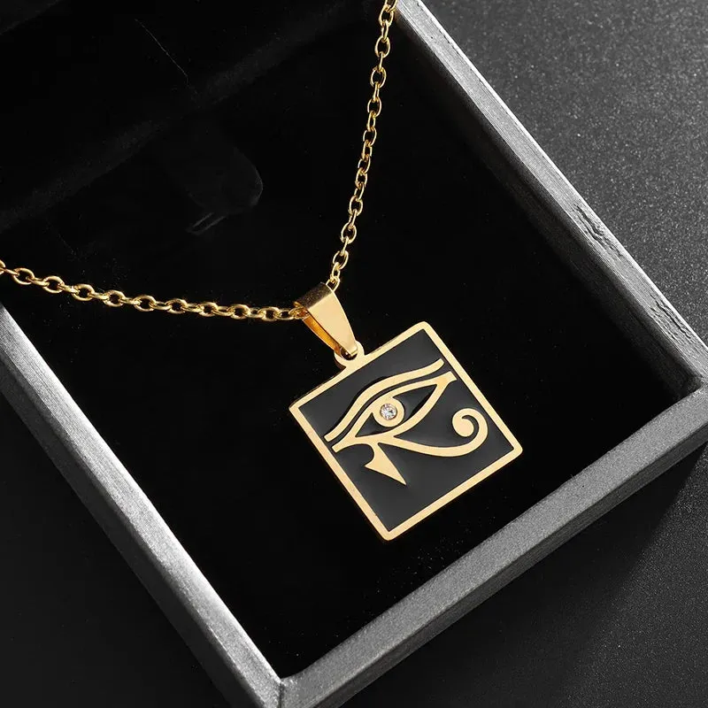 Stylish Pendants with an Ancient Egyptian-Inspired Eye of Horus Design, Offering Protection and Spiritual Significance for Men and Women