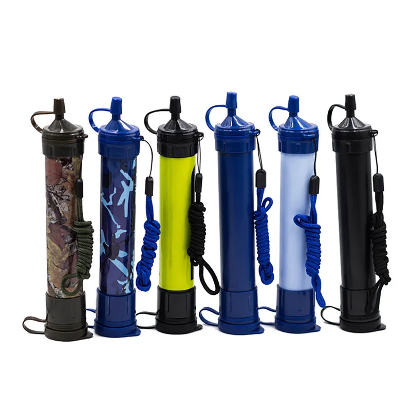 Water Filter With Straw Chemical-Free Attached Rope, Dock for Bottles