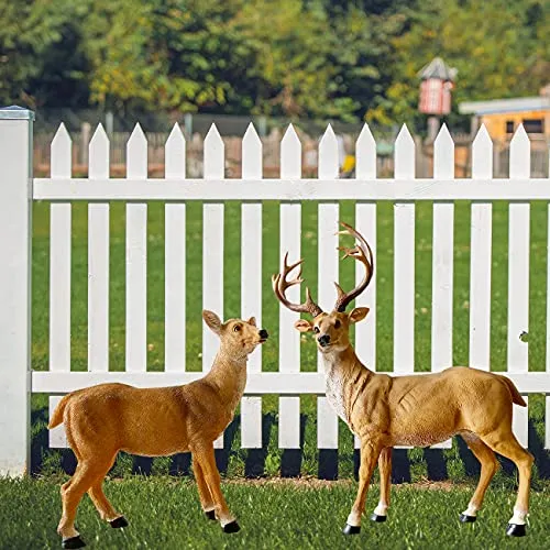 XTAPAN 20.5" Resin Standing Buck & 14.2" Resin Doe Deer Statues Figurine Sculpture Lawn Ornaments Yard Art Garden Statues and Figurines Outdoors Decorations for Home Office Decor Housewarming