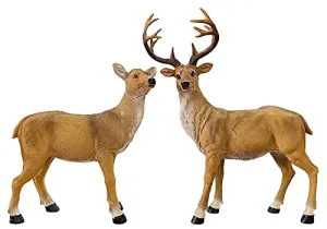 XTAPAN 20.5" Resin Standing Buck & 14.2" Resin Doe Deer Statues Figurine Sculpture Lawn Ornaments Yard Art Garden Statues and Figurines Outdoors Decorations for Home Office Decor Housewarming